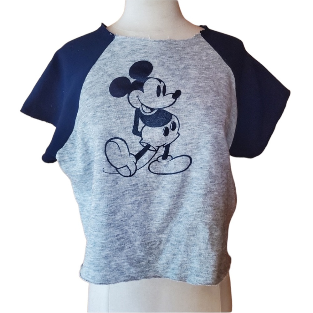 Vintage Blue & Gray Mickey Mouse Crop‎ Sweatshirt
